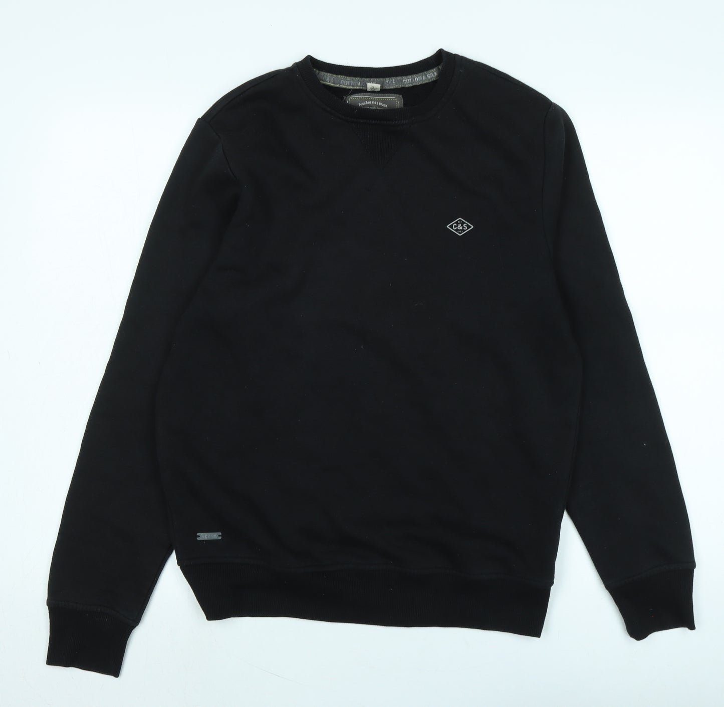 Cotton & Silk Womens Black Cotton Pullover Sweatshirt Size M - Logo