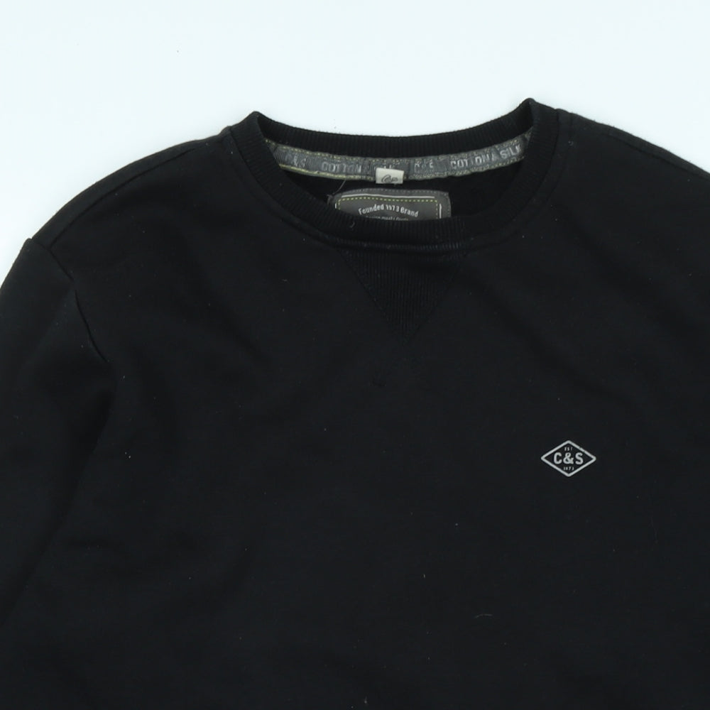 Cotton & Silk Womens Black Cotton Pullover Sweatshirt Size M - Logo