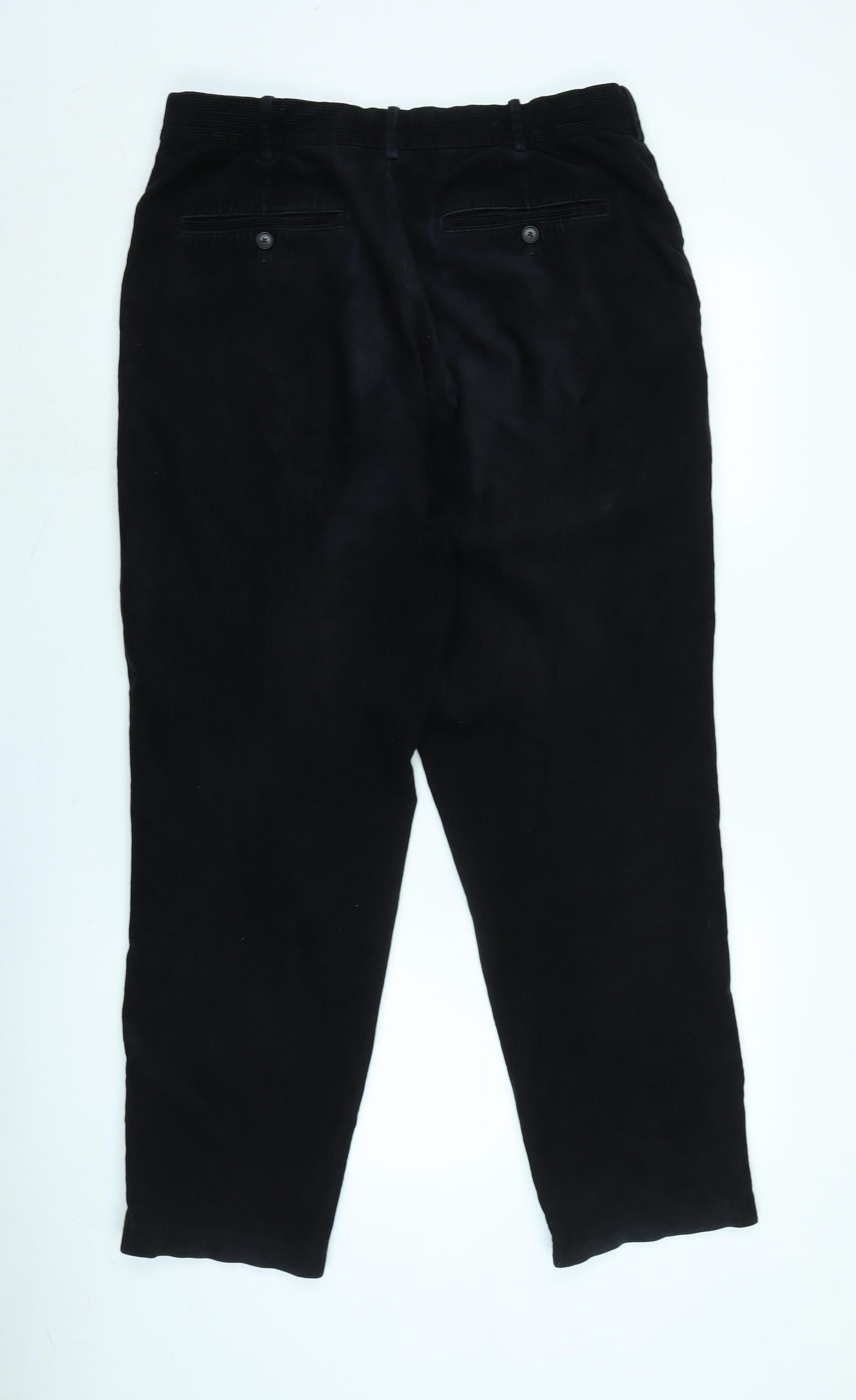 Uniqlo Mens Black Cotton Blend Trousers Size 32 in L28 in Regular Zip - Logo