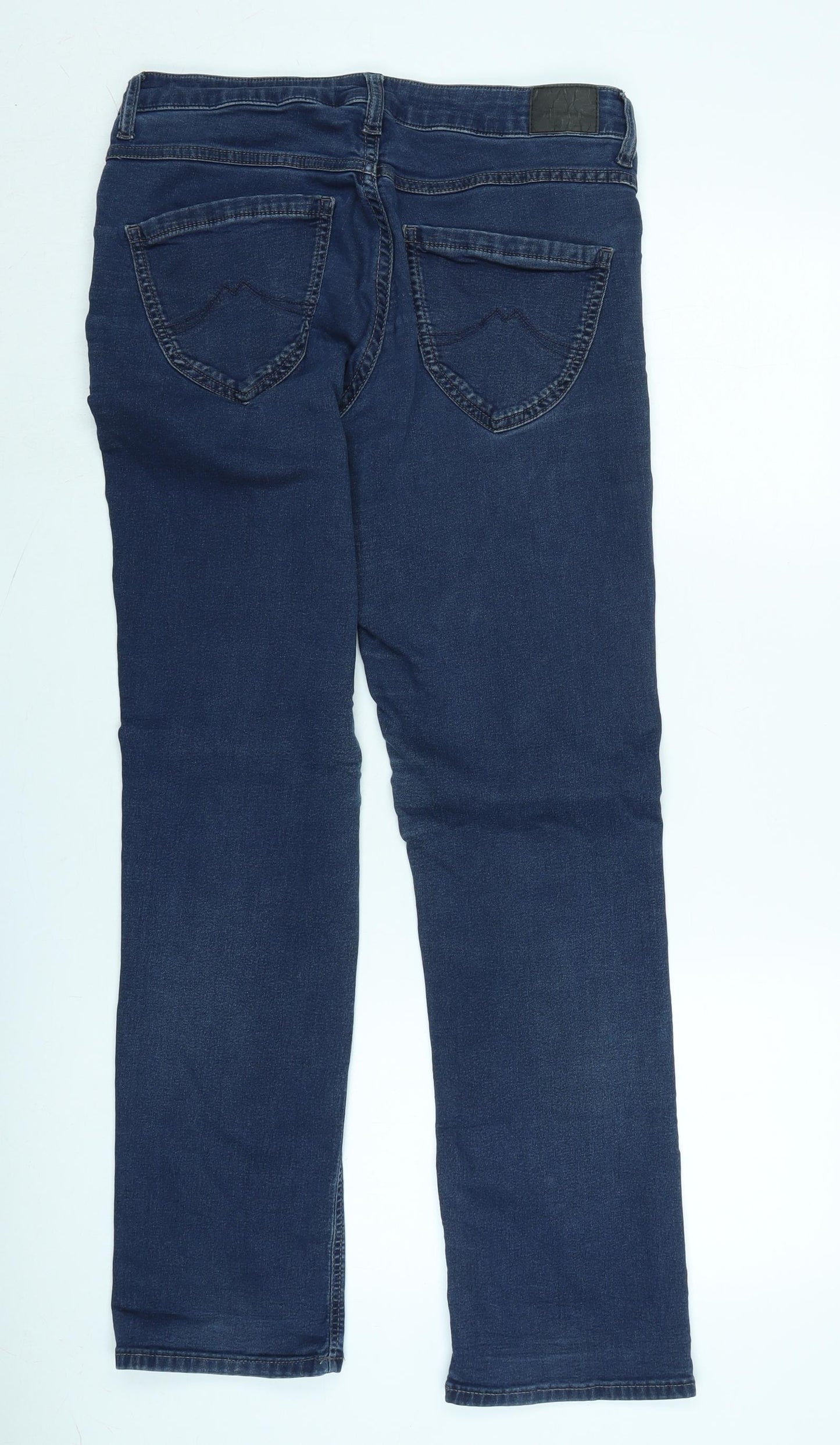 Mustang Mens Blue Cotton Blend Straight Jeans Size 32 in L32 in Regular Zip