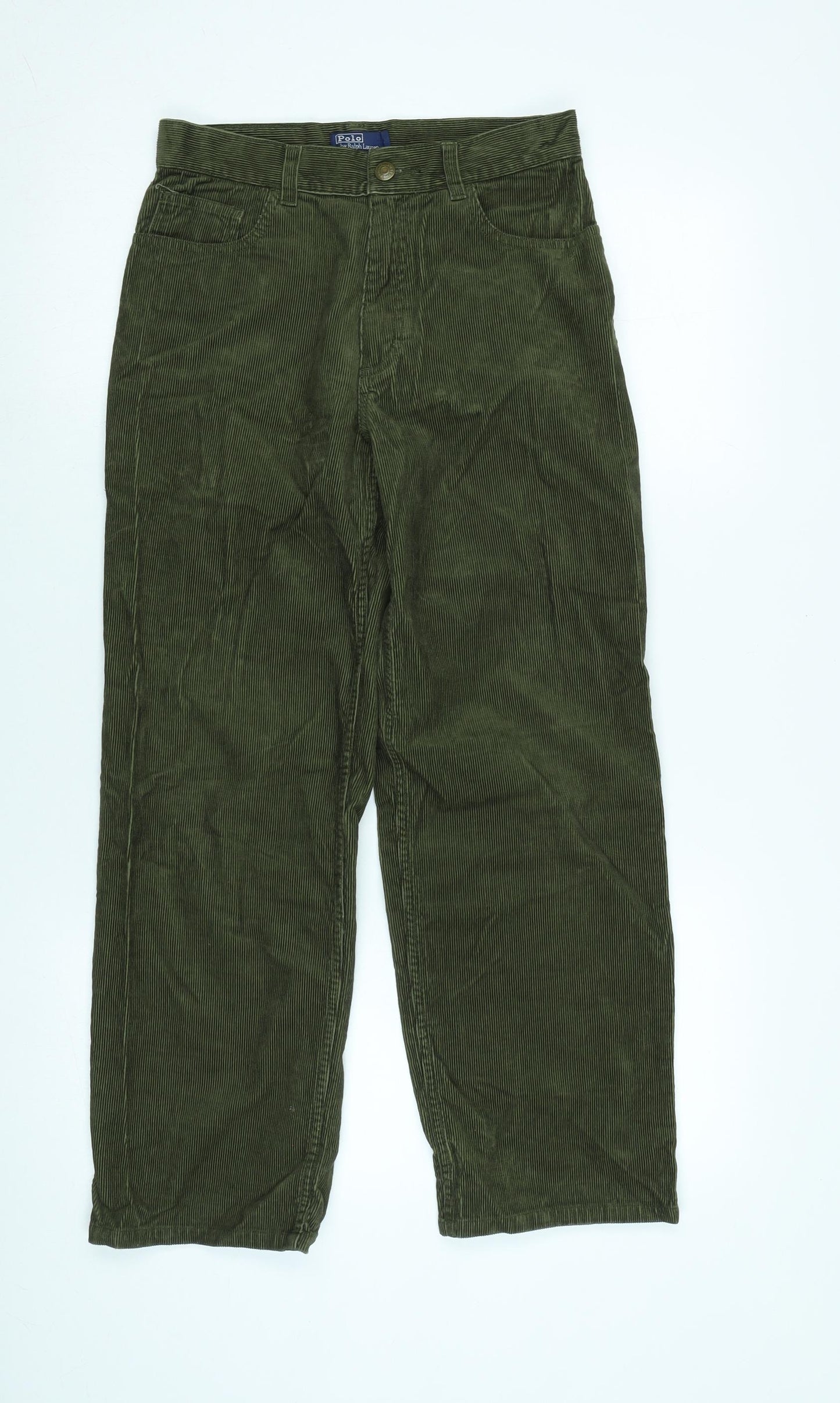 Polo Ralph Lauren Womens Green Cotton Trousers Size 12 L26 in Regular Zip