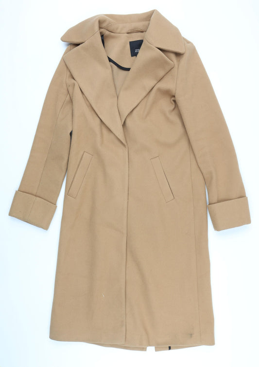 River Island Womens Beige Overcoat Coat Size 8 Snap