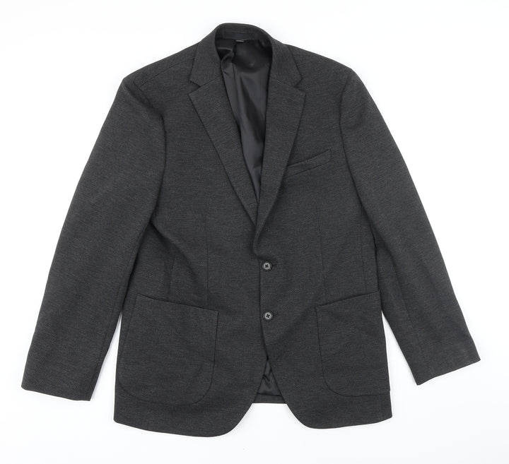 M&S Mens Grey Polyester Jacket Blazer Size 40 Regular
