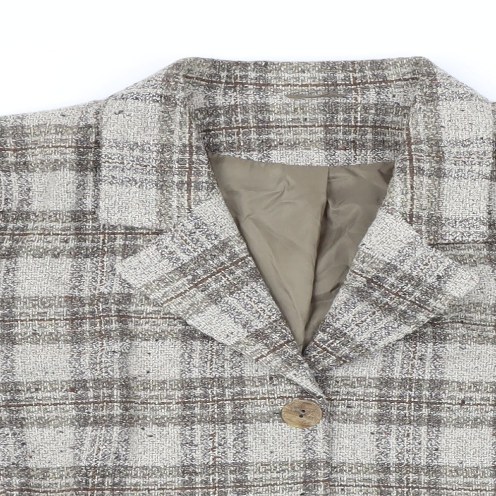 Berkertex Womens Brown Check Jacket Blazer Size 18 Button