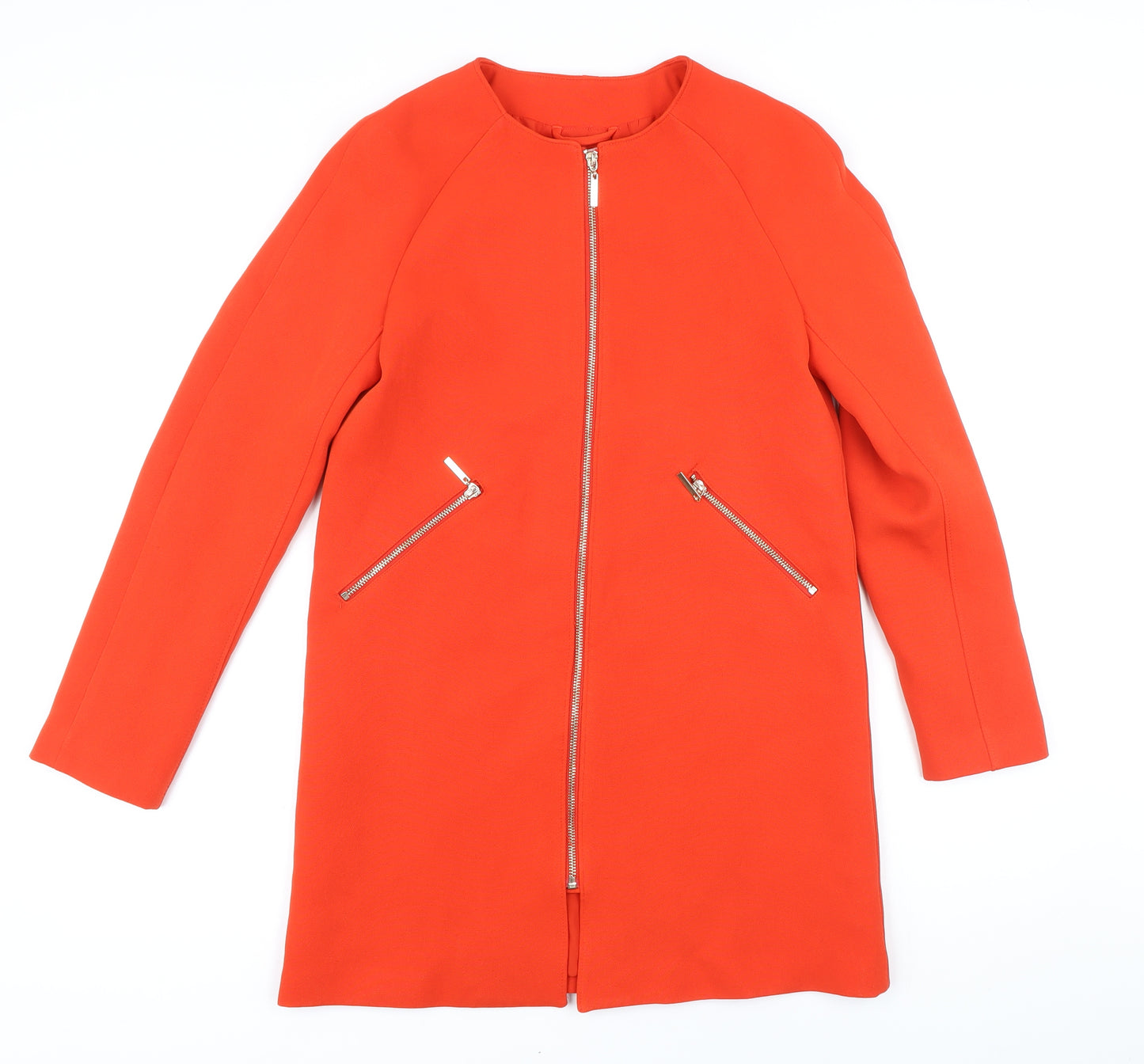 H&M Womens Red Herringbone Jacket Coat Size 6 Zip