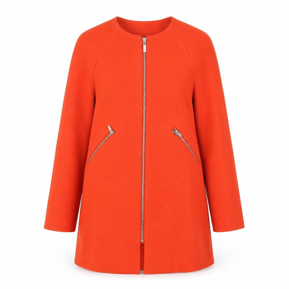 H&M Womens Red Herringbone Jacket Coat Size 6 Zip