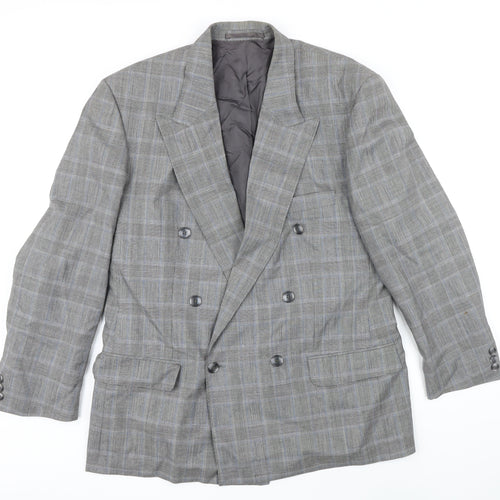 Van Gills Mens Grey Check Wool Jacket Blazer Size 42 Regular