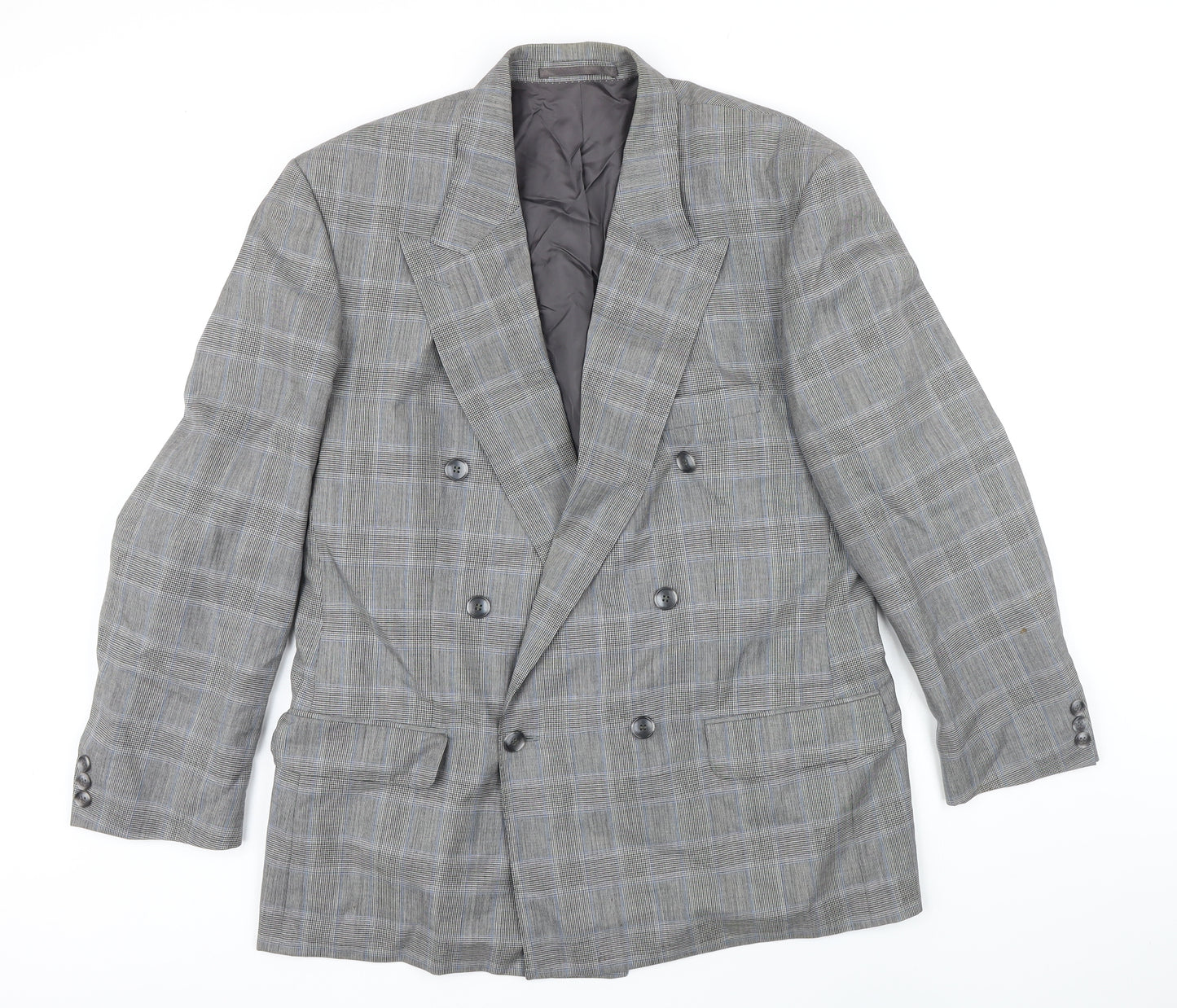 Van Gills Mens Grey Check Wool Jacket Blazer Size 42 Regular