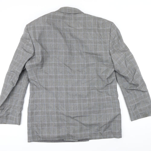 Van Gills Mens Grey Check Wool Jacket Blazer Size 42 Regular