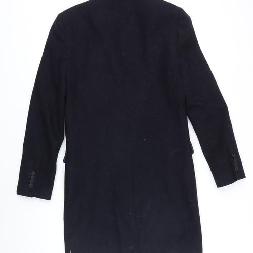 Burton Mens Blue Overcoat Coat Size XS Button