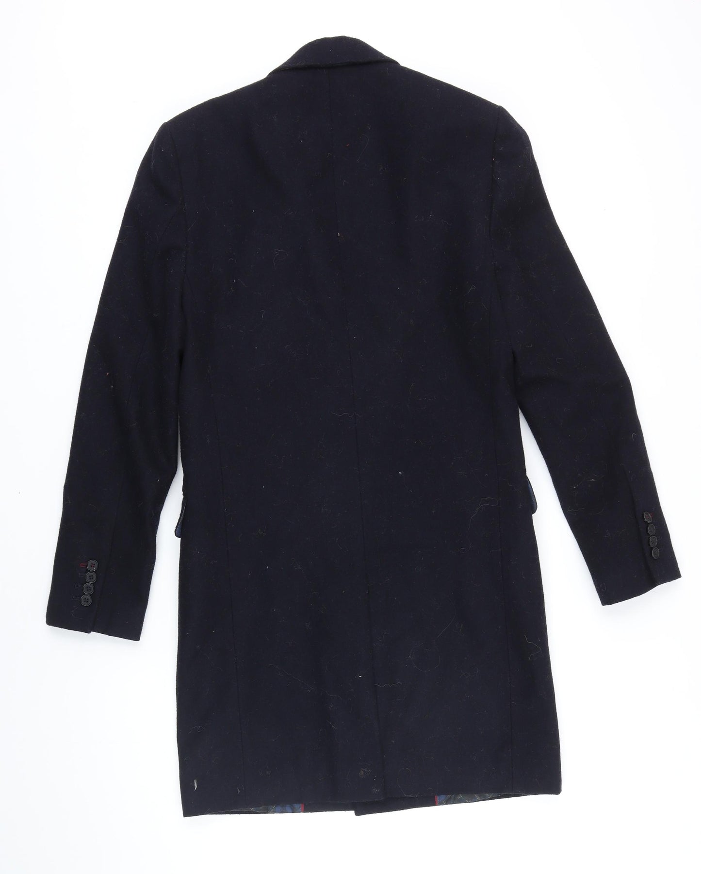Burton Mens Blue Overcoat Coat Size XS Button