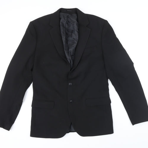 Boohoo Man Mens Black Polyester Jacket Blazer Size 40 Regular