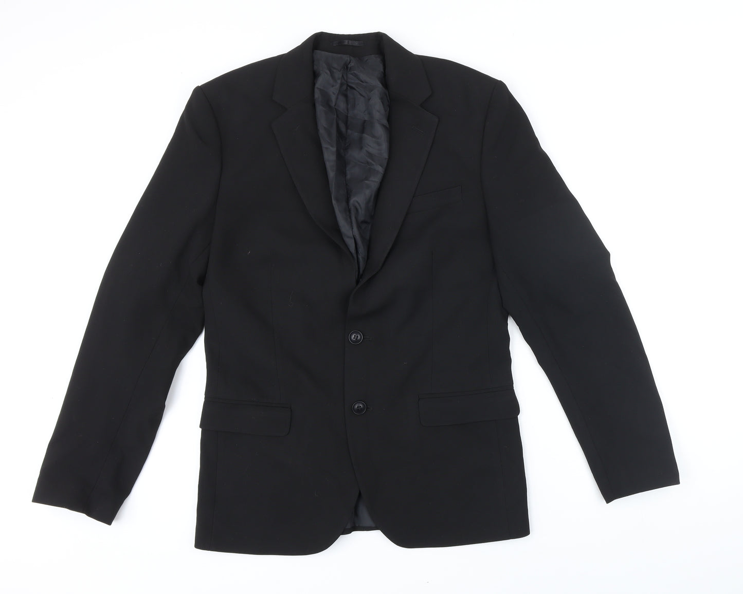 Boohoo Man Mens Black Polyester Jacket Blazer Size 40 Regular