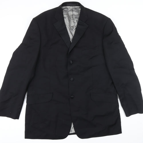 Marks and Spencer Mens Black Wool Jacket Blazer Size 44 Regular