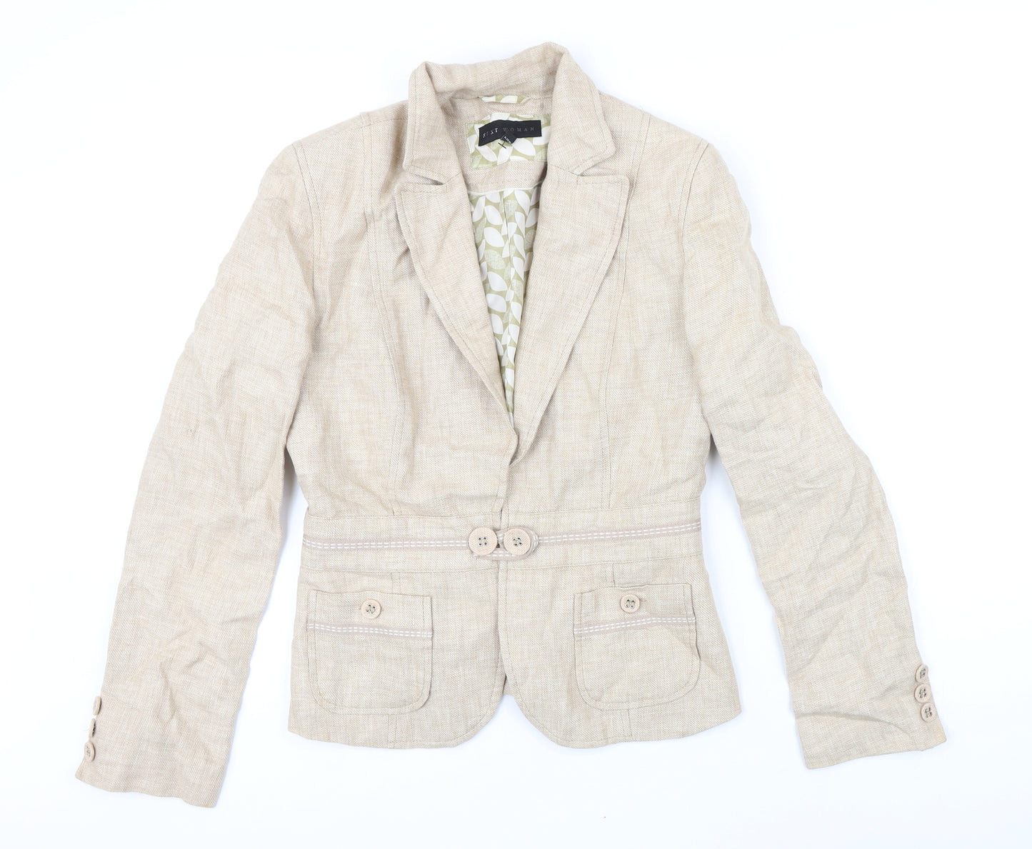 NEXT Womens Beige Jacket Blazer Size 8 Button