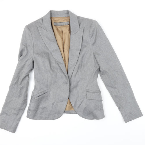 Zara Womens Grey Jacket Blazer Size M Button