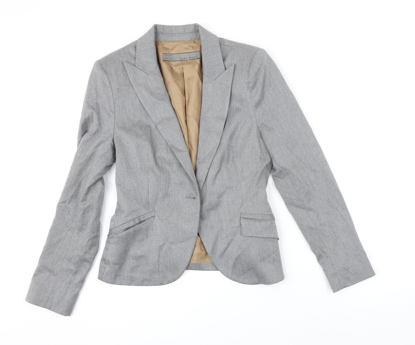 Zara Womens Grey Jacket Blazer Size M Button