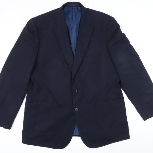 Marks and Spencer Mens Blue Wool Jacket Blazer Size 46 Big & Tall