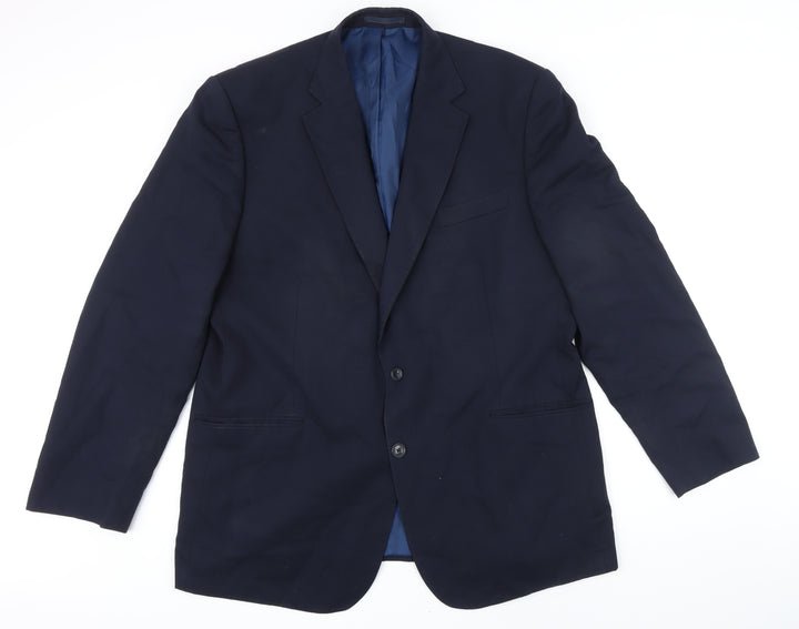 Marks and Spencer Mens Blue Wool Jacket Blazer Size 46 Big & Tall