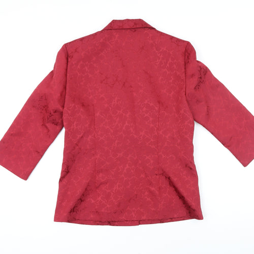 Hermann Lange Womens Red Floral Jacket Blazer Size 10 Button