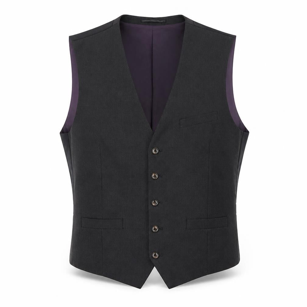 Front view of Fellini men’s grey polyester jacket suit waistcoat, size 42, regular