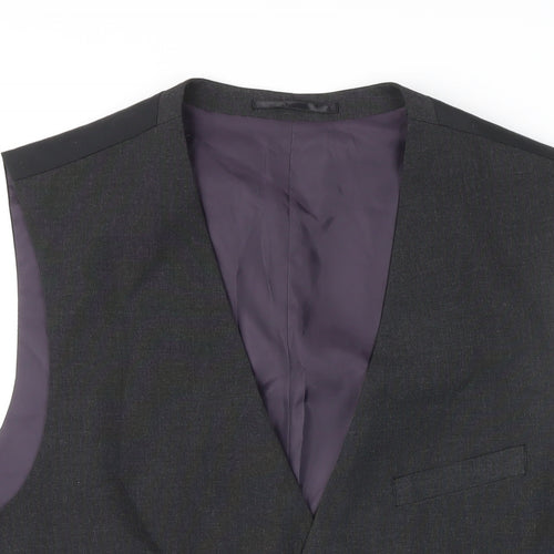 Fellini Mens Grey Polyester Jacket Suit Waistcoat Size 42 Regular