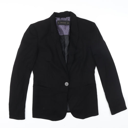 Zara Womens Black Jacket Blazer Size S Button