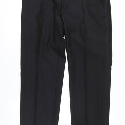 John Lewis Mens Black Wool Trousers Size 36 in L31 in Regular Zip