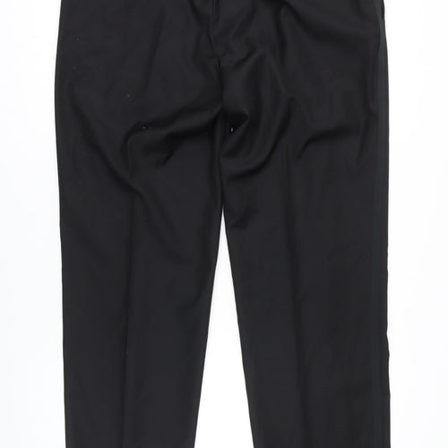 John Lewis Mens Black Wool Trousers Size 36 in L31 in Regular Zip