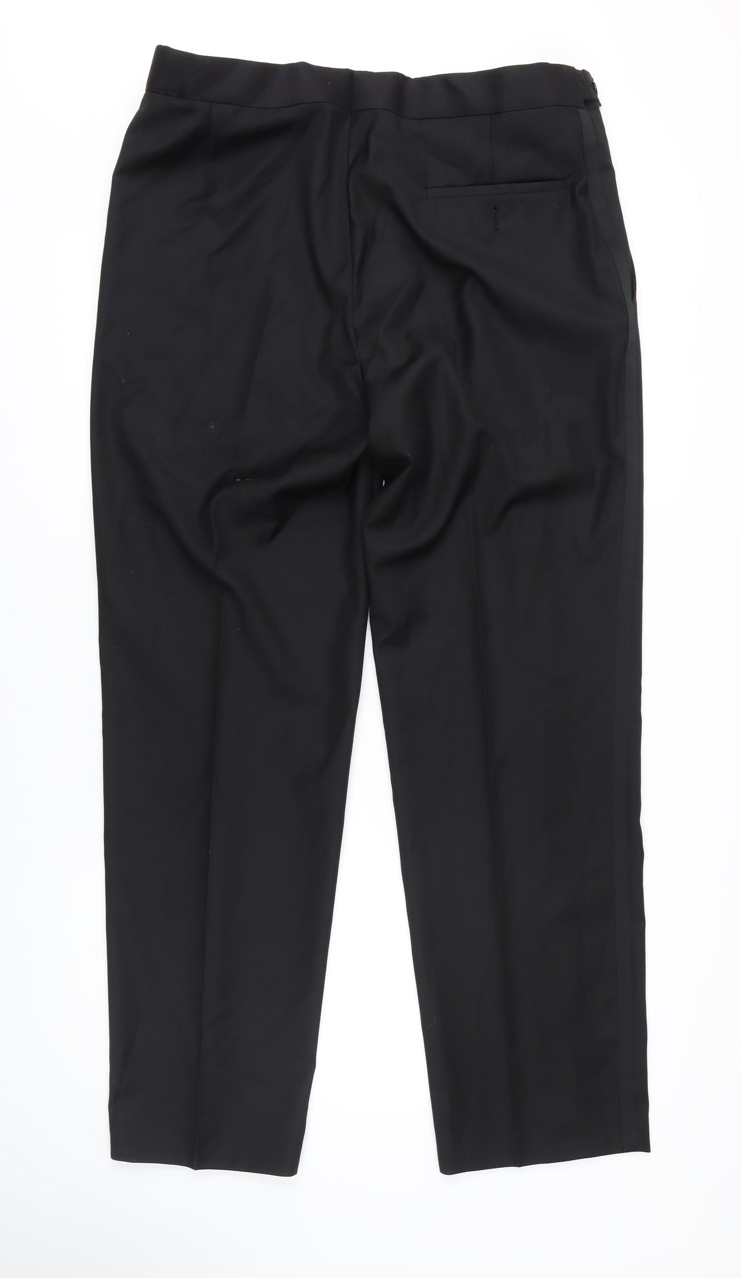 John Lewis Mens Black Wool Trousers Size 36 in L31 in Regular Zip