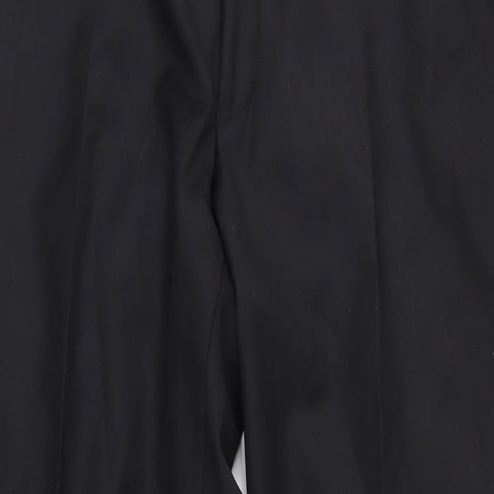 John Lewis Mens Black Wool Trousers Size 36 in L31 in Regular Zip