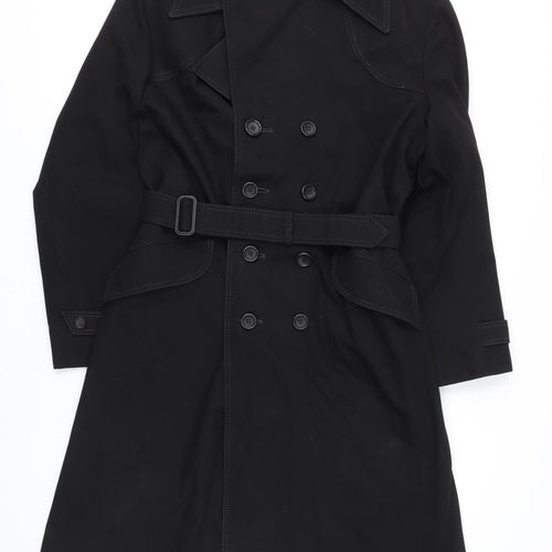 C&A Womens Black Rain Coat Coat Size L Button