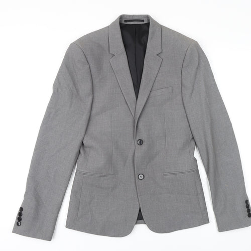 River Island Mens Grey Polyester Jacket Blazer Size 36 Regular