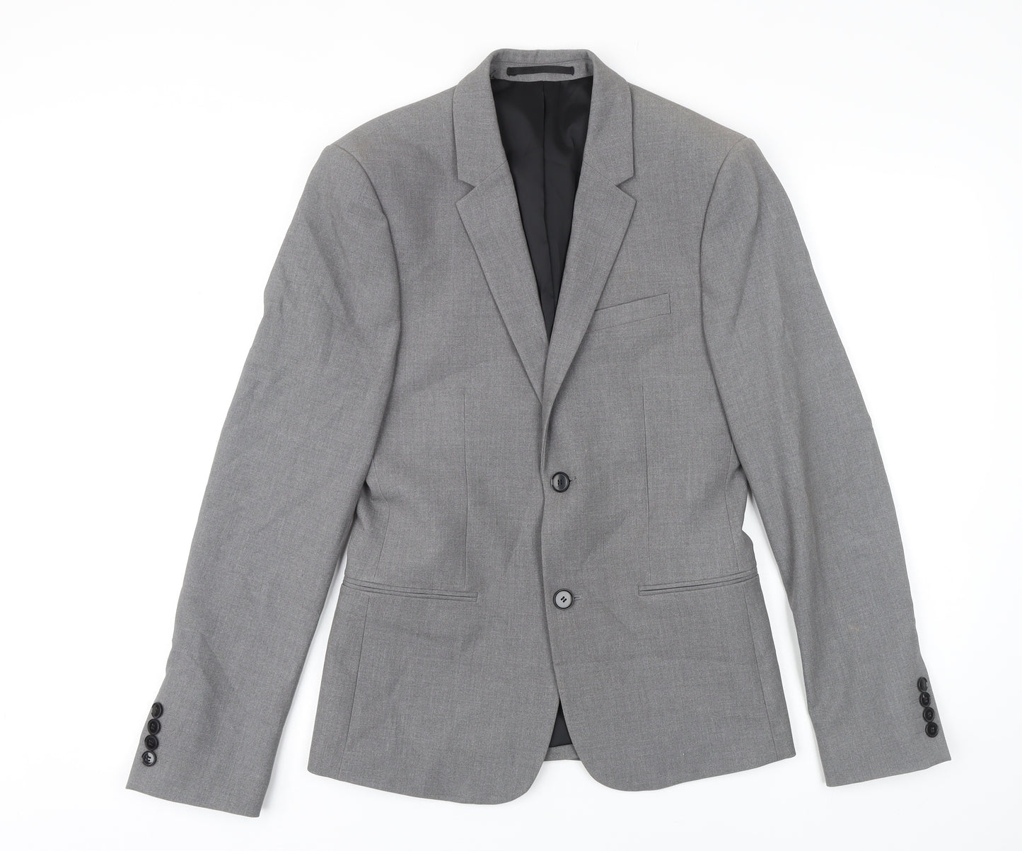 River Island Mens Grey Polyester Jacket Blazer Size 36 Regular