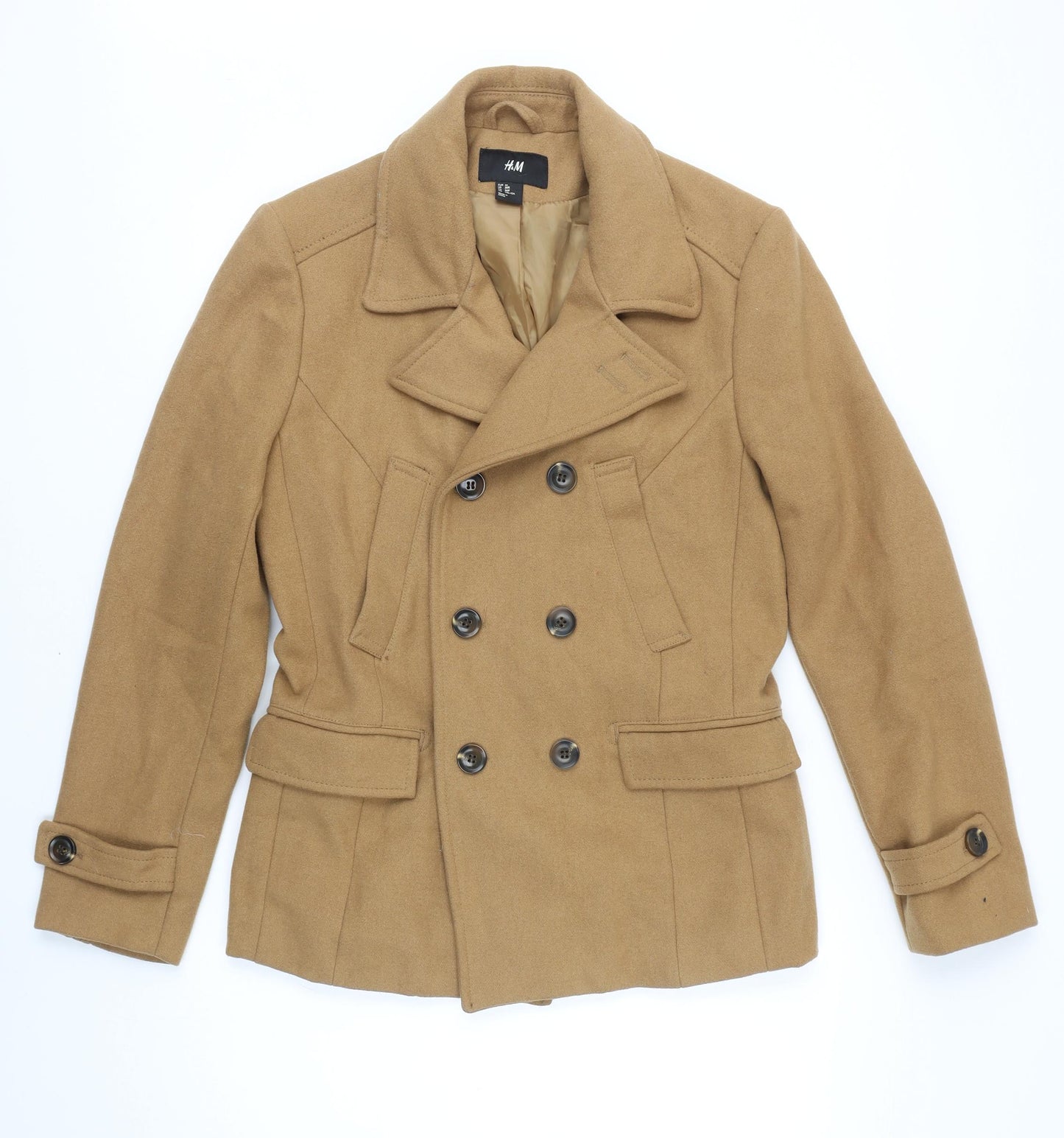 H&M Womens Beige Jacket Coat Size 18 Button