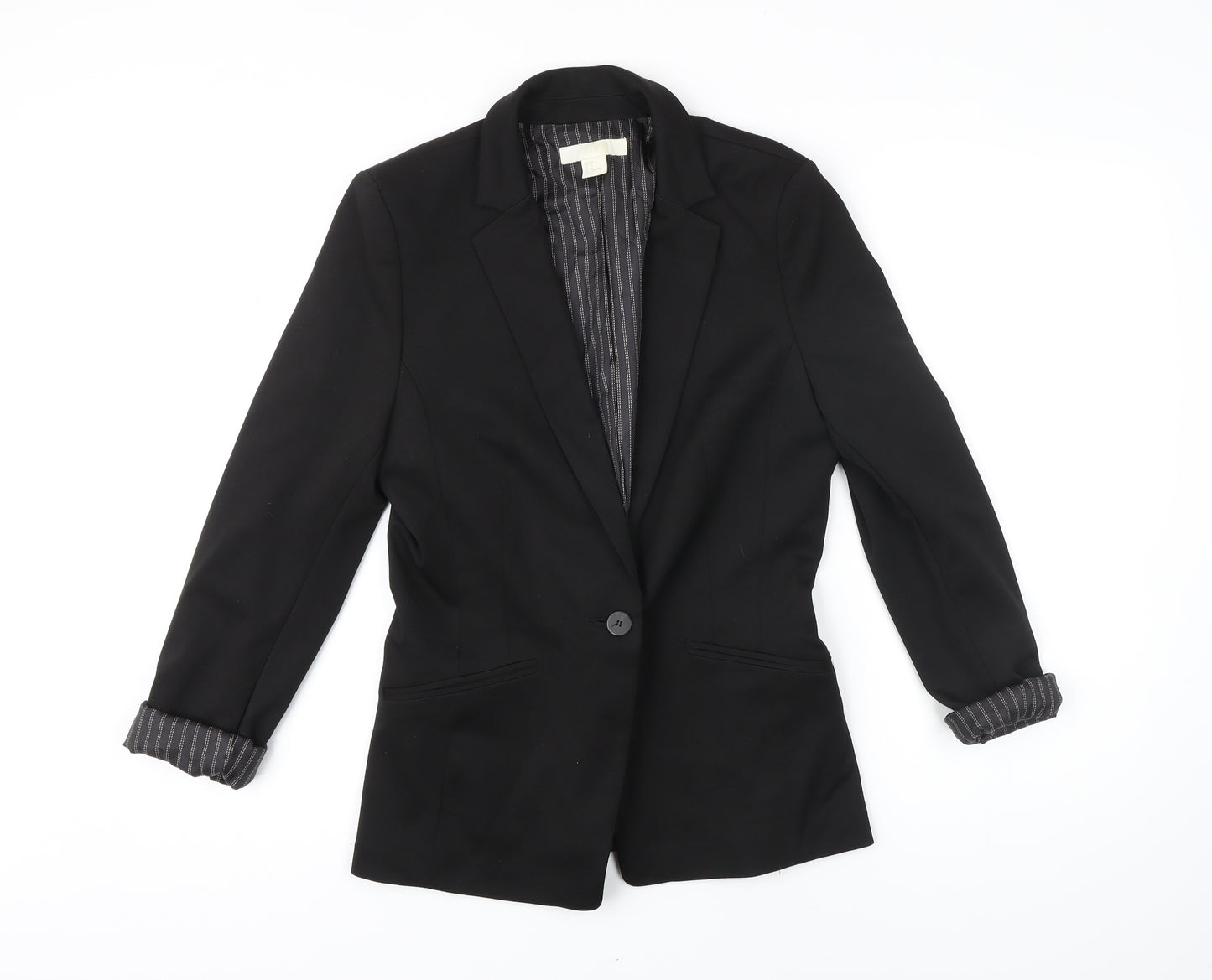 H&M Womens Black Jacket Blazer Size 10 Button