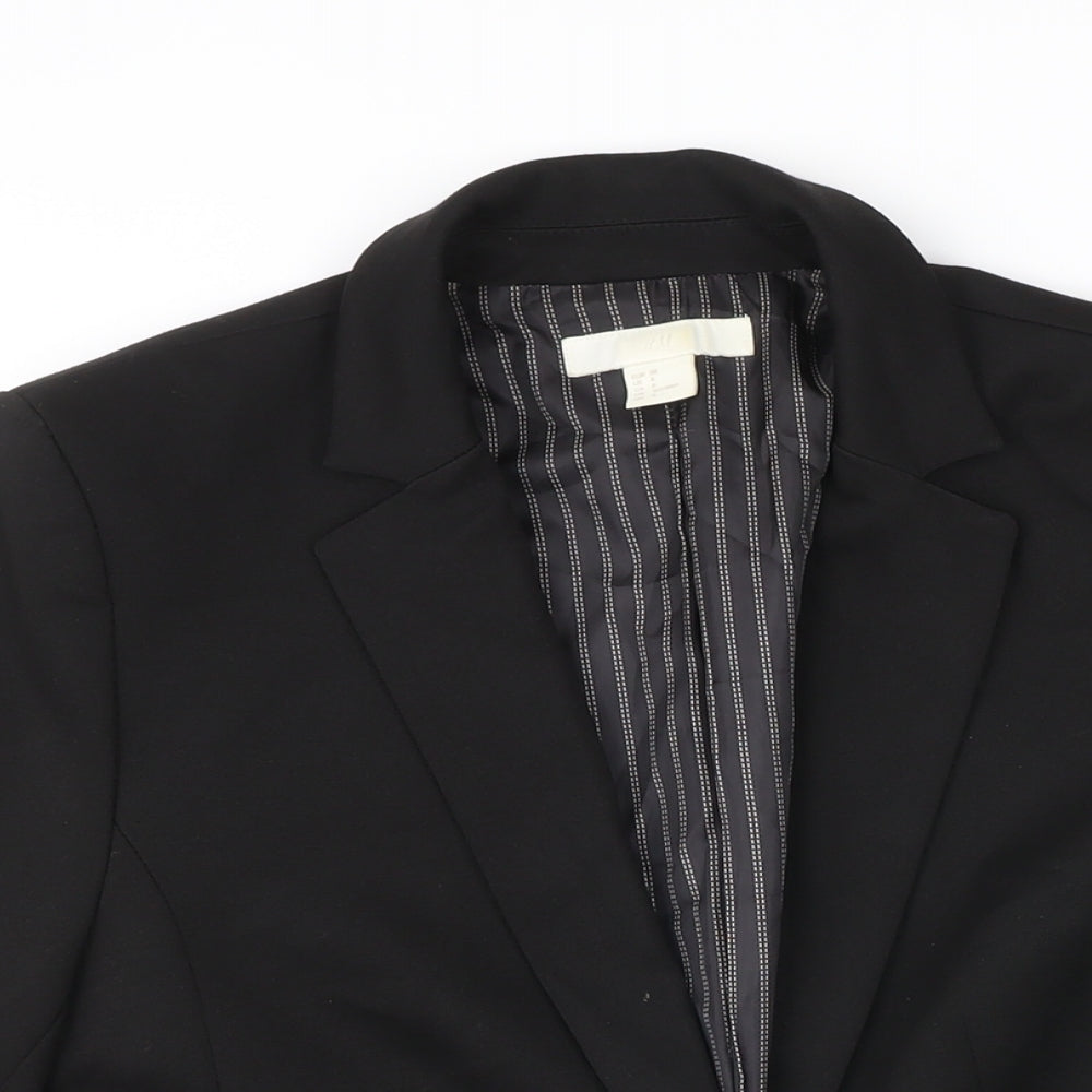 H&M Womens Black Jacket Blazer Size 10 Button