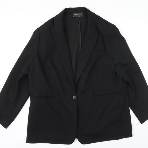 M&S Womens Black Jacket Blazer Size 22 Button