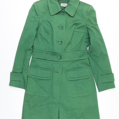 M&S Womens Green Rain Coat Coat Size 10 Button