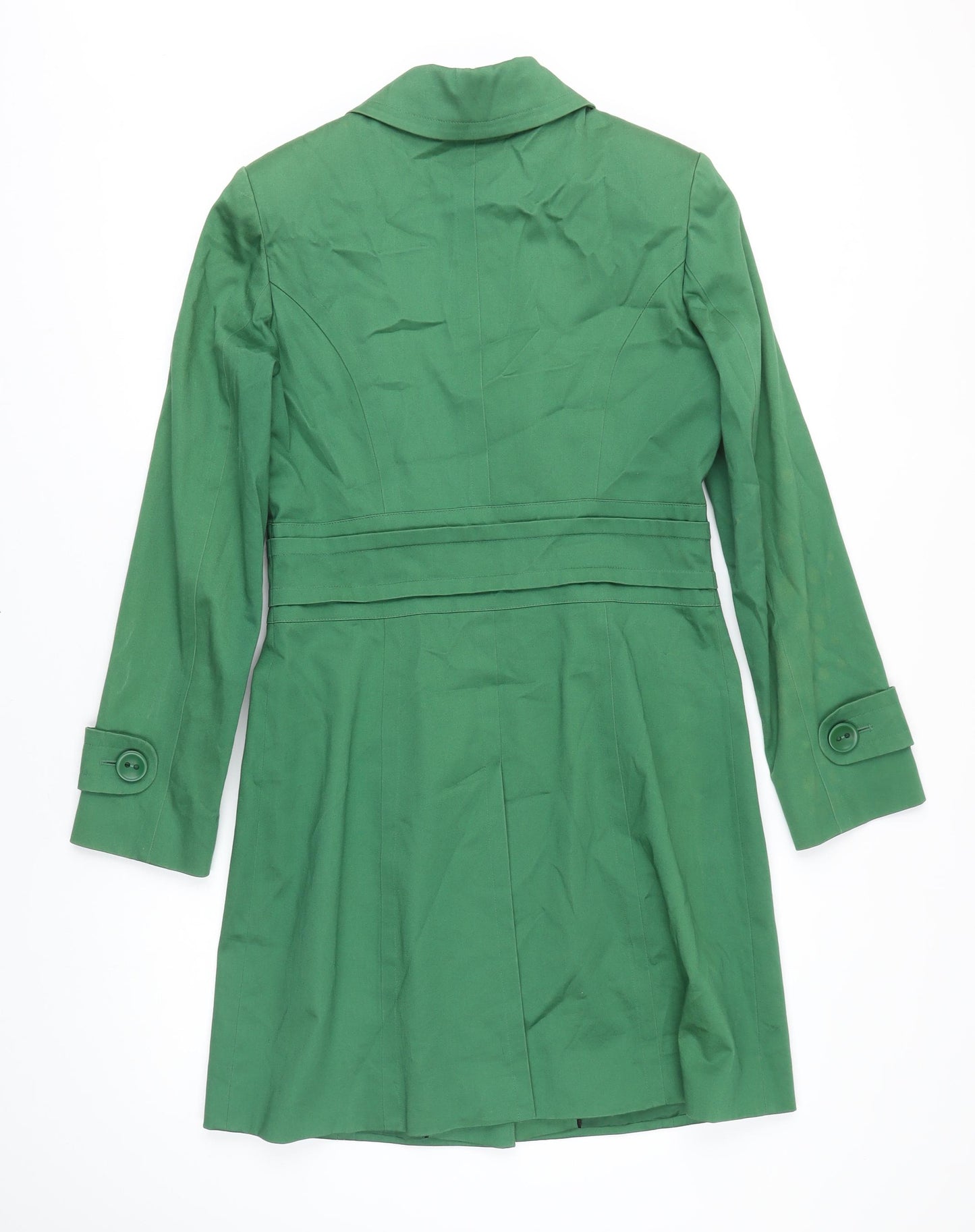 M&S Womens Green Rain Coat Coat Size 10 Button