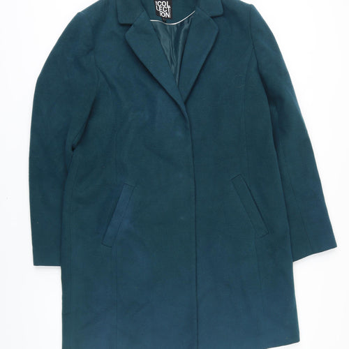 Debemhams Womens Green Overcoat Coat Size 14 Snap