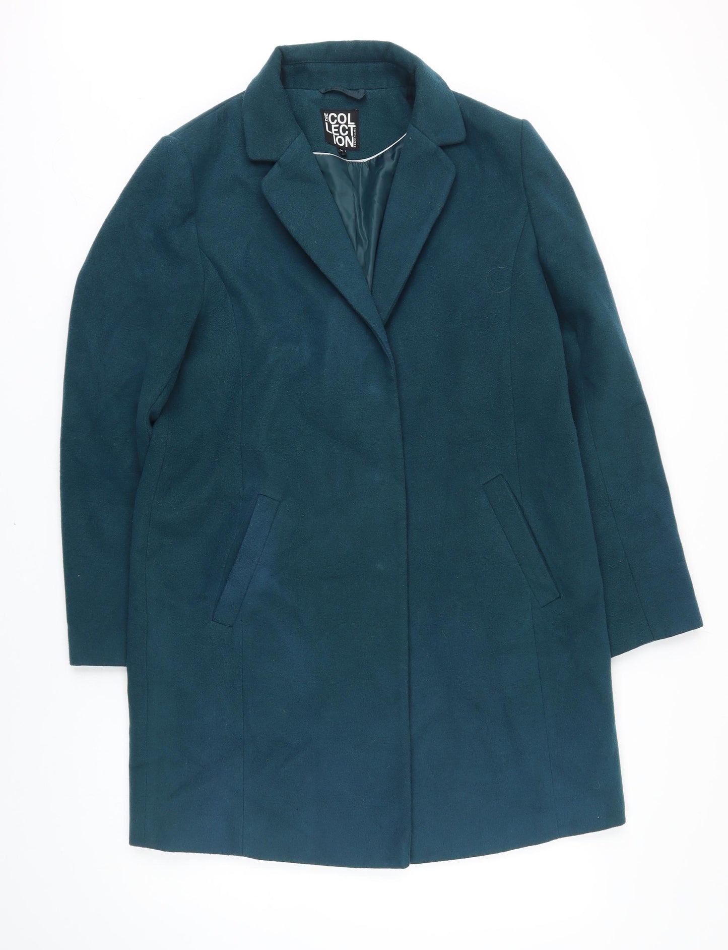 Debemhams Womens Green Overcoat Coat Size 14 Snap