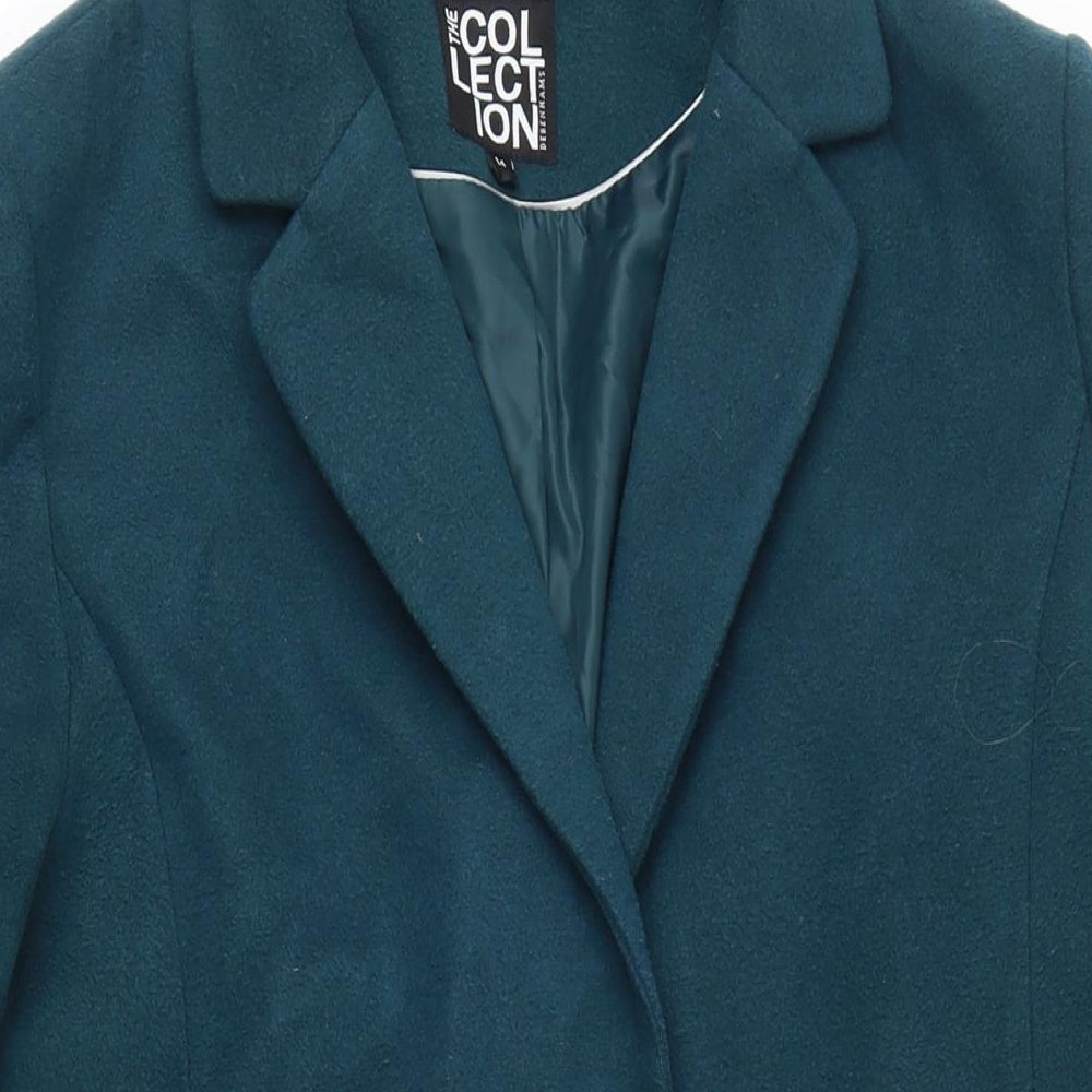 Debemhams Womens Green Overcoat Coat Size 14 Snap