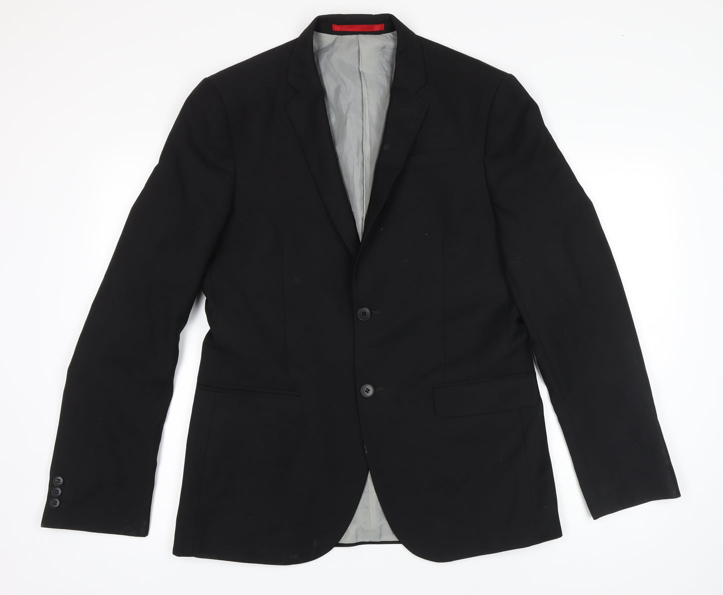 M&S Mens Black Polyester Jacket Blazer Size 40 Regular