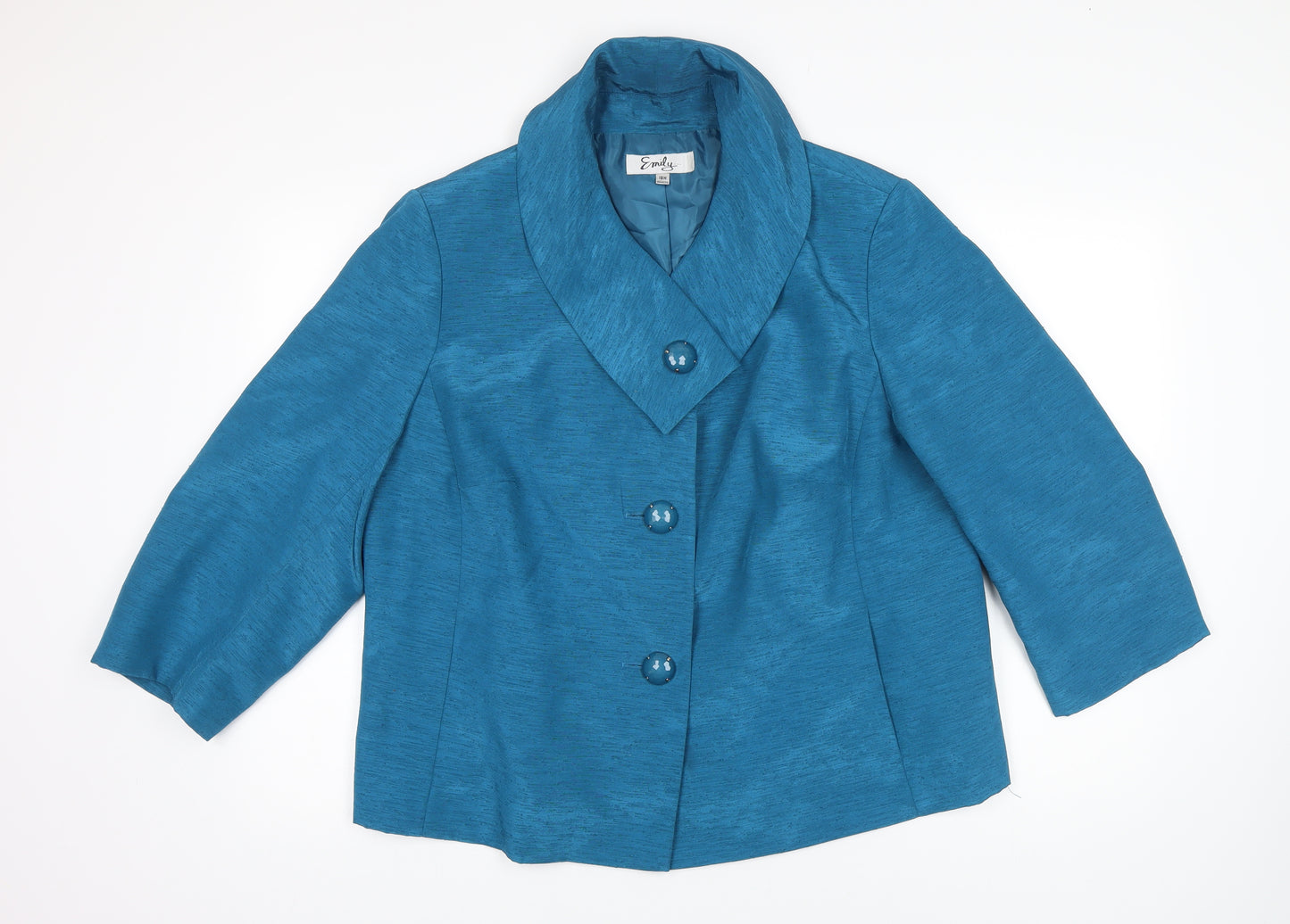 Emily Womens Blue Jacket Blazer Size 18 Button