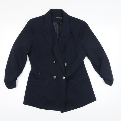 Boohoo Womens Blue Jacket Blazer Size 12 Button