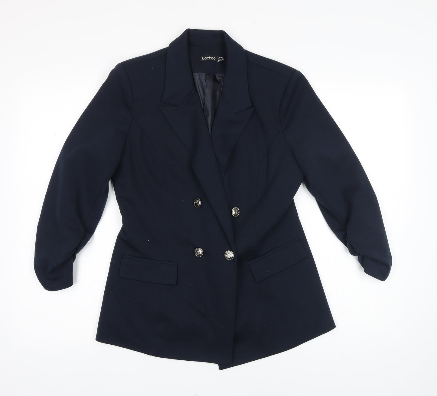 Boohoo Womens Blue Jacket Blazer Size 12 Button