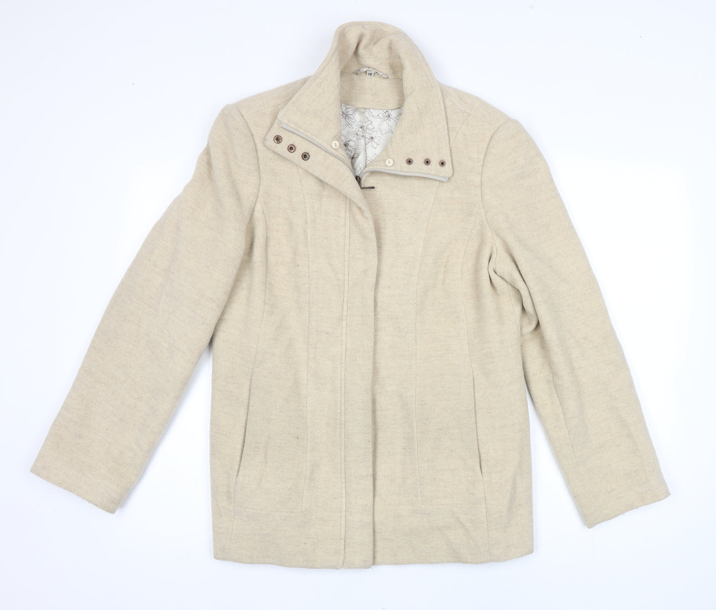 Klass Womens Beige Jacket Coat Size 12 Zip