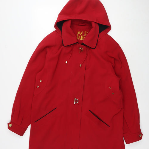 David Barry Womens Red Parka Jacket Size 14 Zip