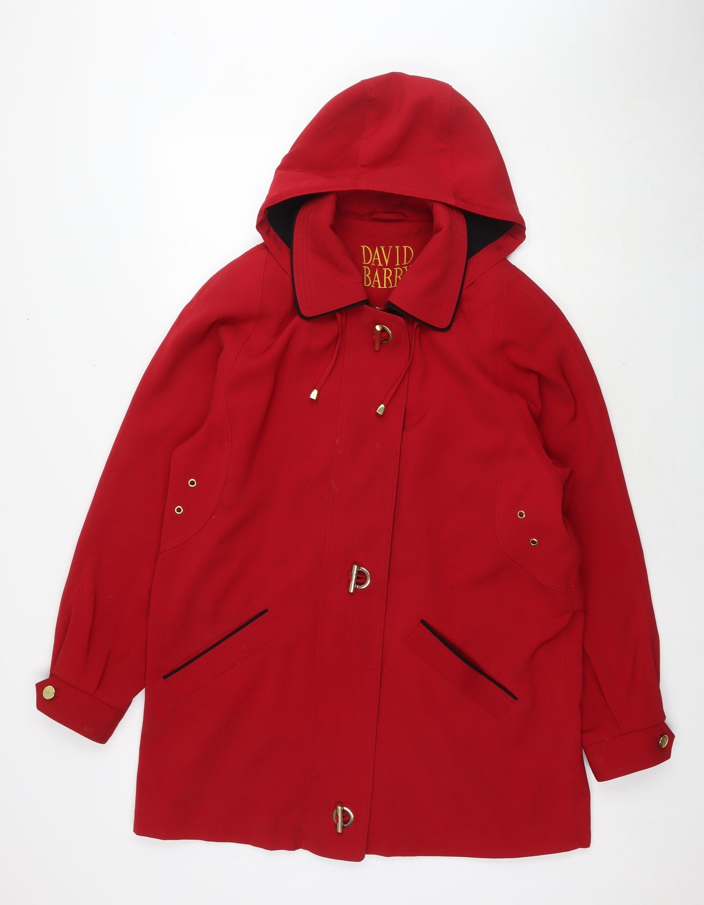 David Barry Womens Red Parka Jacket Size 14 Zip